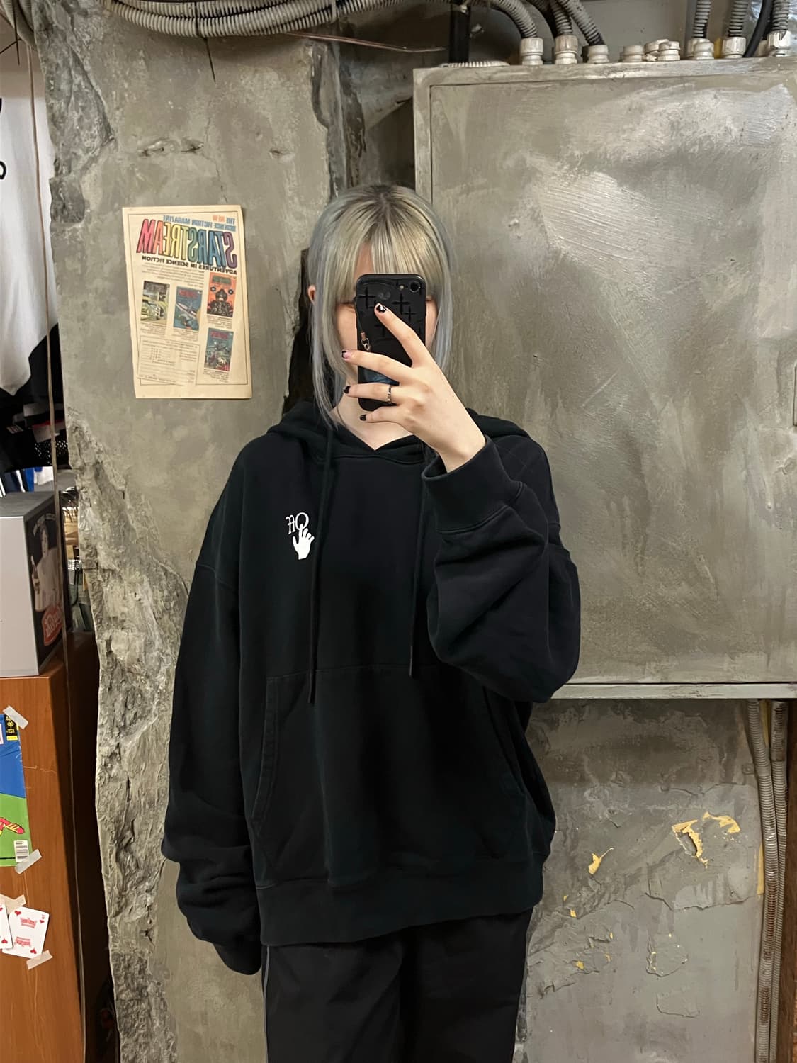 오프화이트 후드 블랙 XXL  #csz680 상품이미지2
