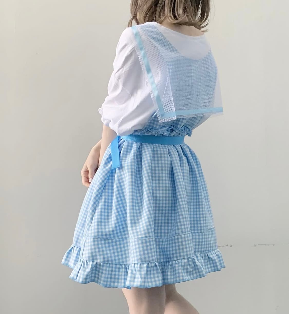 Maonosuke 마오노스케 서브컬쳐 아노깔 깅엄체크 원피스 셋업 상품이미지2