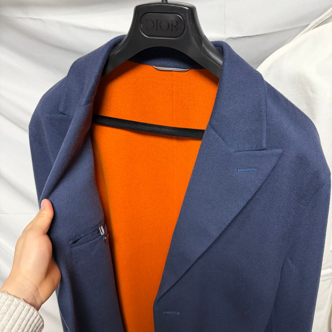 [S+급/48] 디올 울 롱 코트 자켓 네이비 상품이미지6