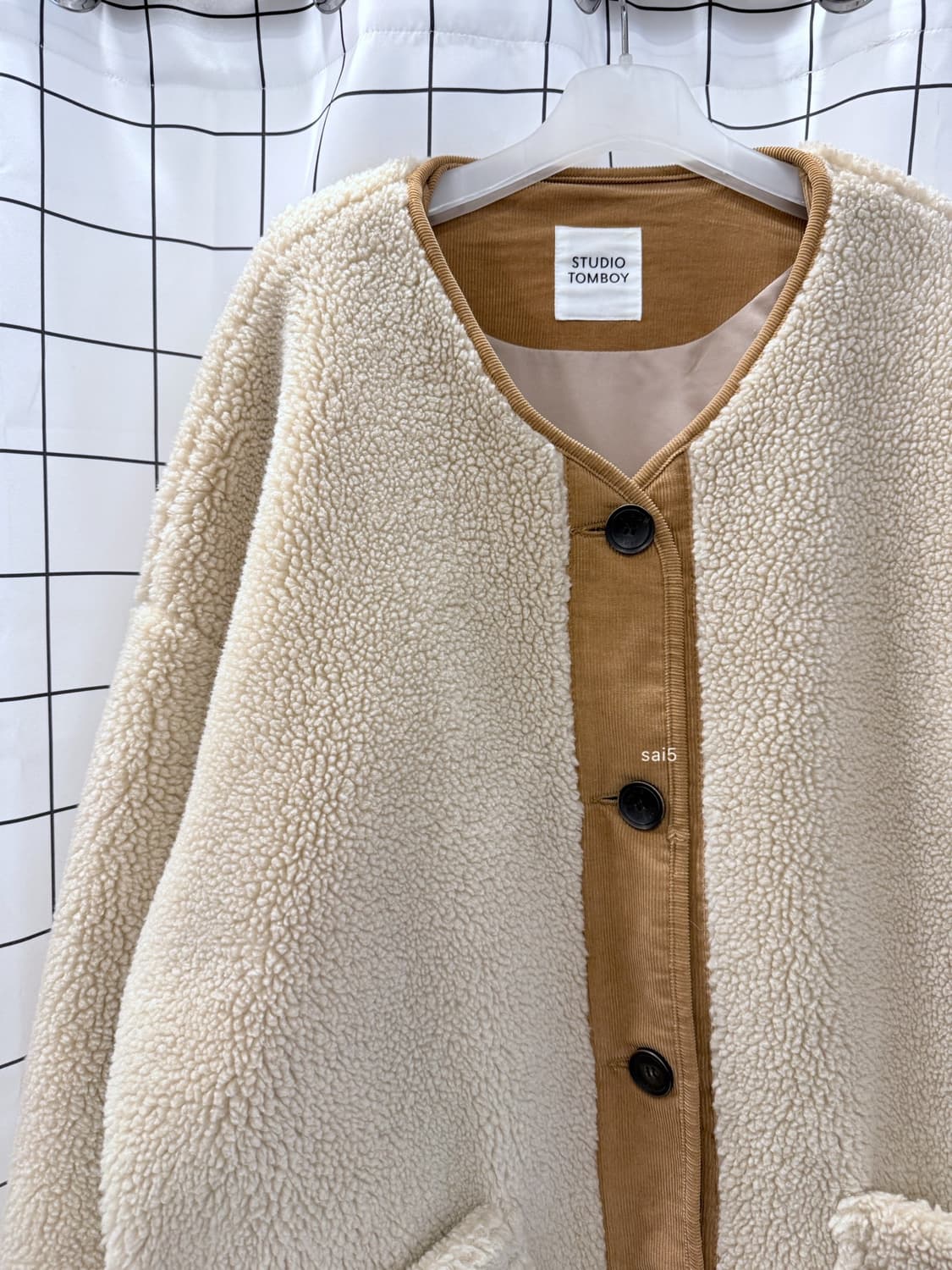 스튜디오톰보이 코듀로이배색 뽀글이자켓 상품이미지4