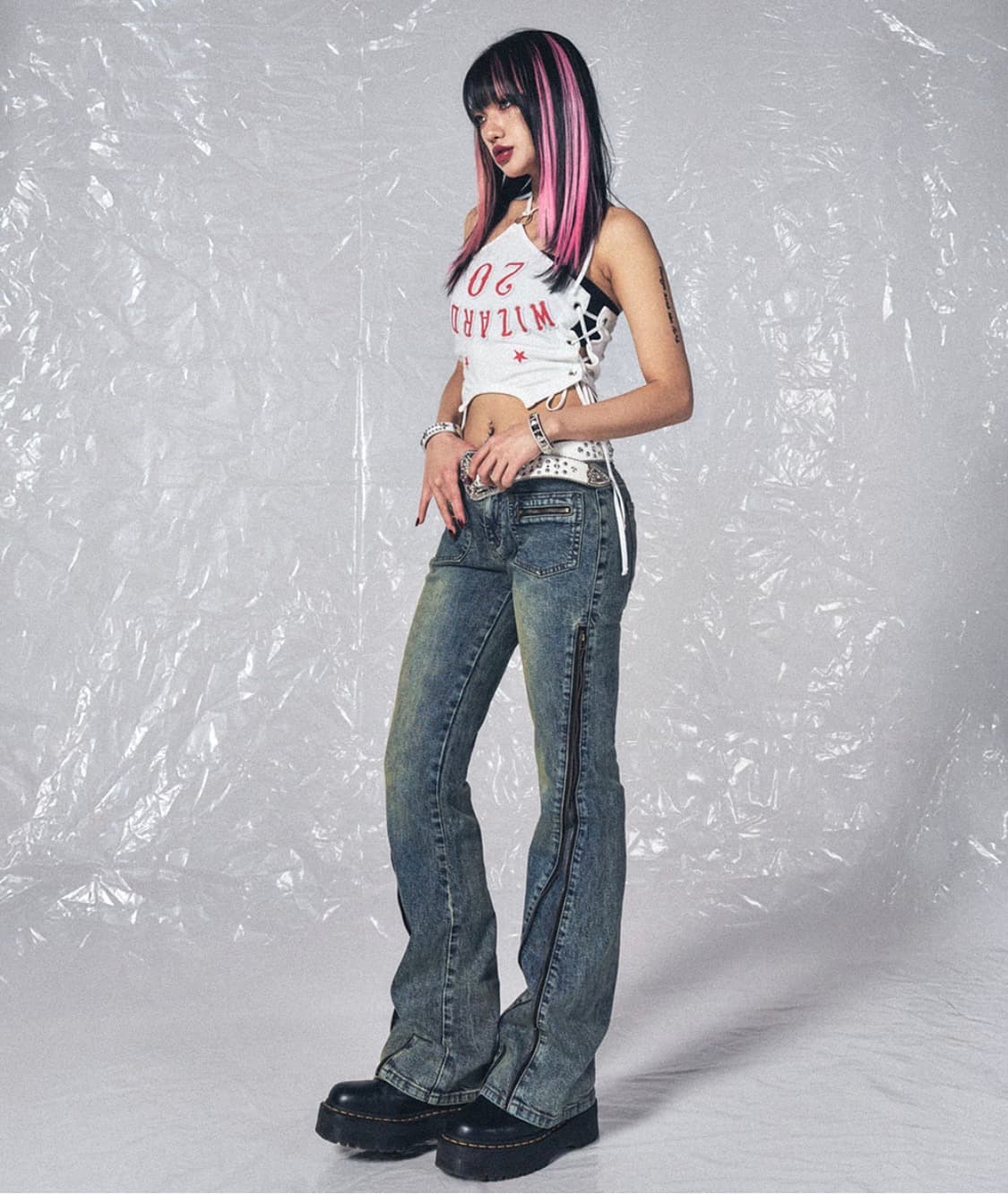 스키즘 인듀싱 ZIPPER FLARED JEANS BLUE 상품이미지1