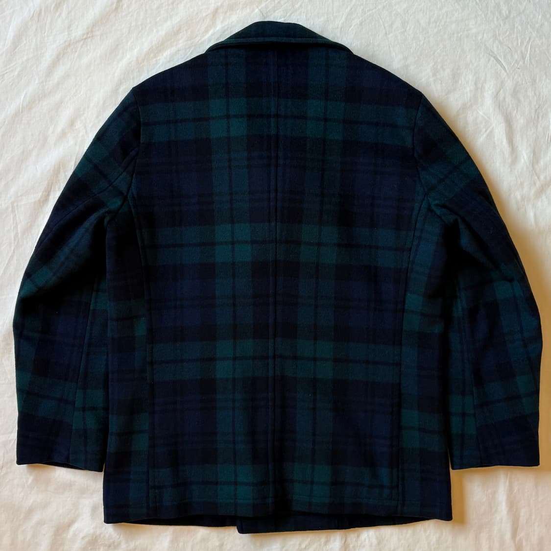 [L] JW 앤더슨 & 유니클로 블랙와치 타탄 체크 울 피코트 상품이미지10