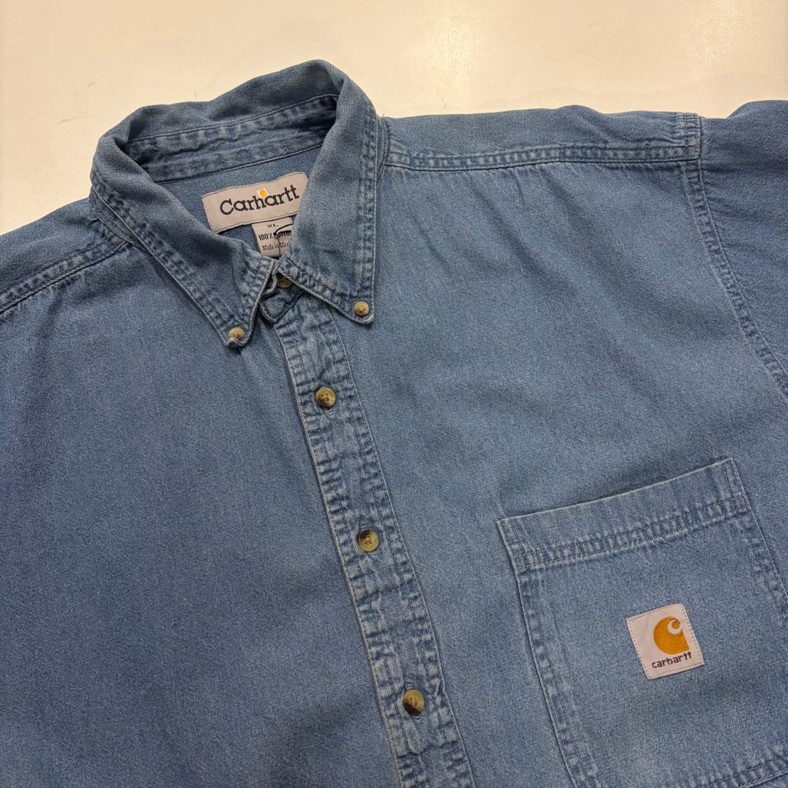 [XL] 칼하트 데님 반팔 셔츠 블루 D276 상품이미지3