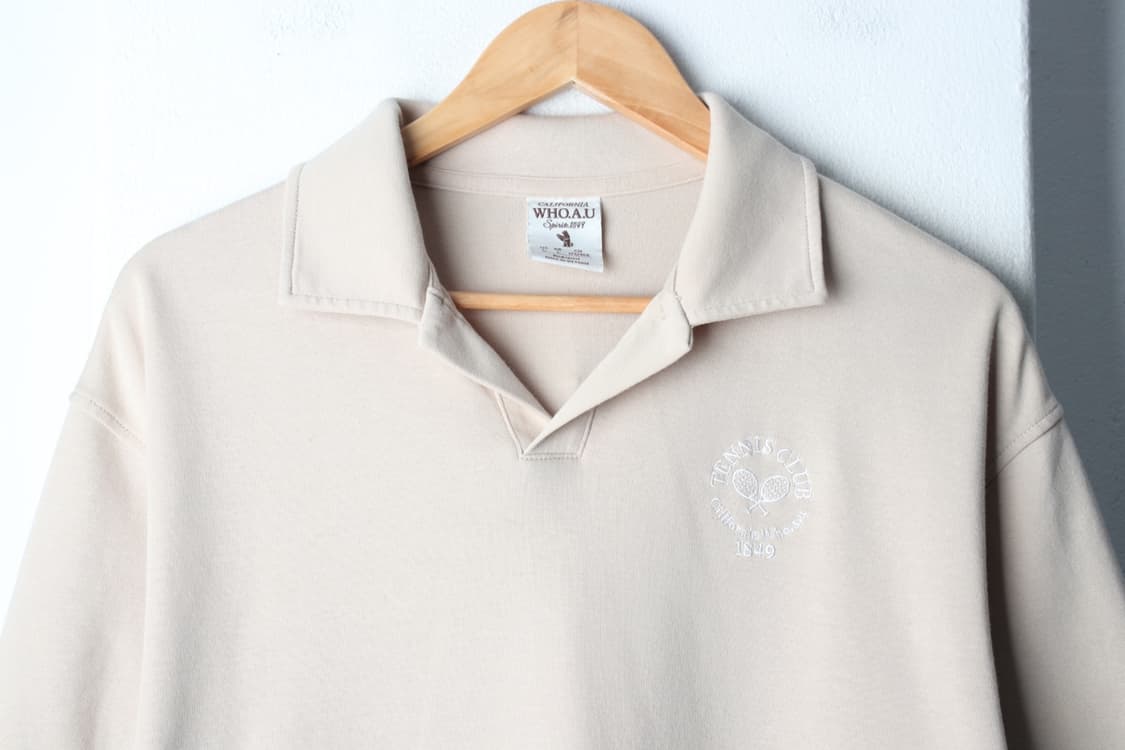 (L-XL) 후아유 반팔 카라 티셔츠 브이넥 베이지 Y2K-H32201 상품이미지3