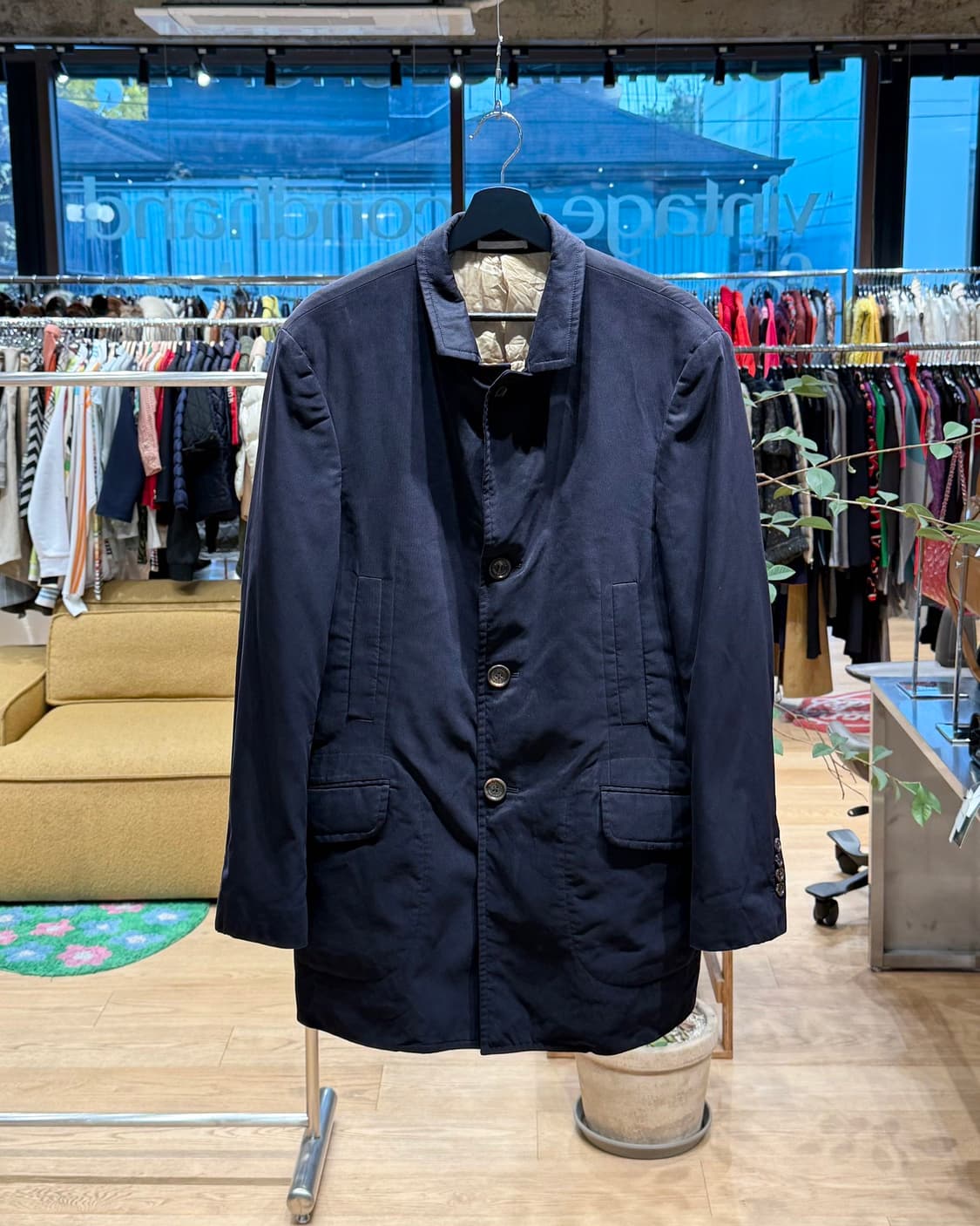 브루치노 쿠치넬리 네이비 폴리에스터 카라넥 자켓 상품이미지1