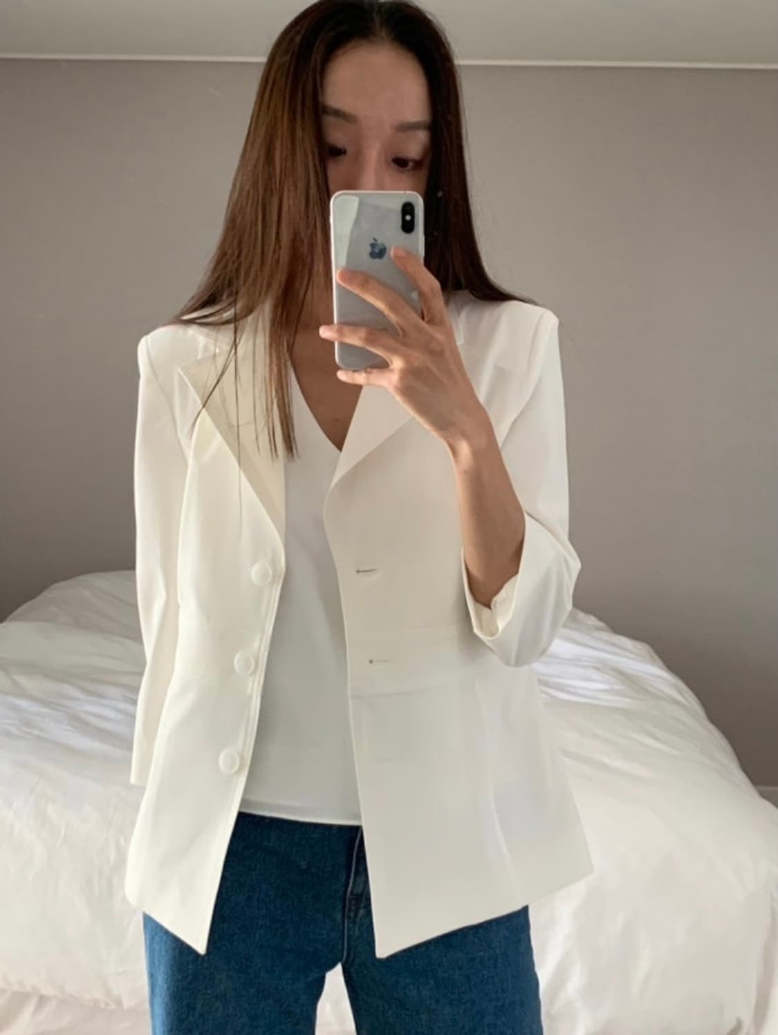 해브빈 클래식 자켓 화이트 새상품 상품이미지1