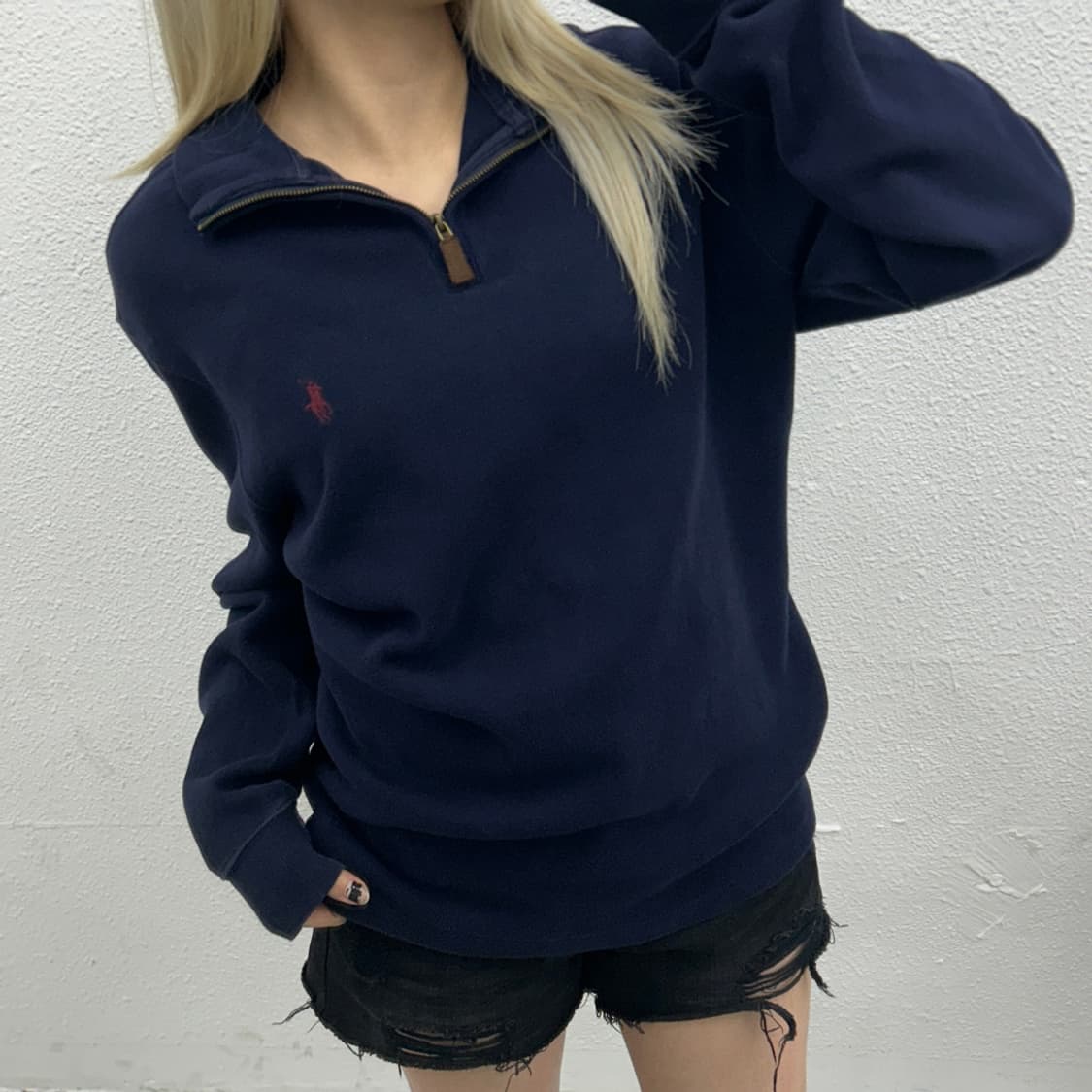 폴로 랄프로렌 버건디포니 네이비 반집업 M 상품이미지1