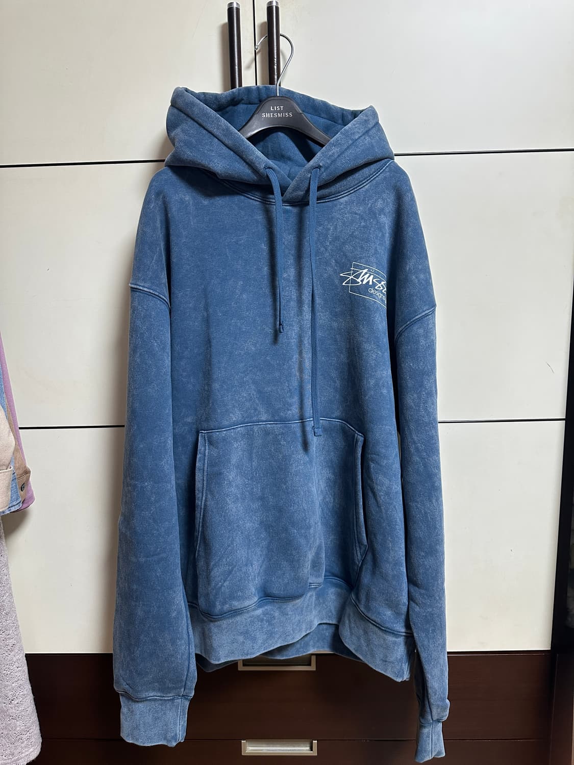 스투시 다이드 워싱 후드티 블루 L 상품이미지3