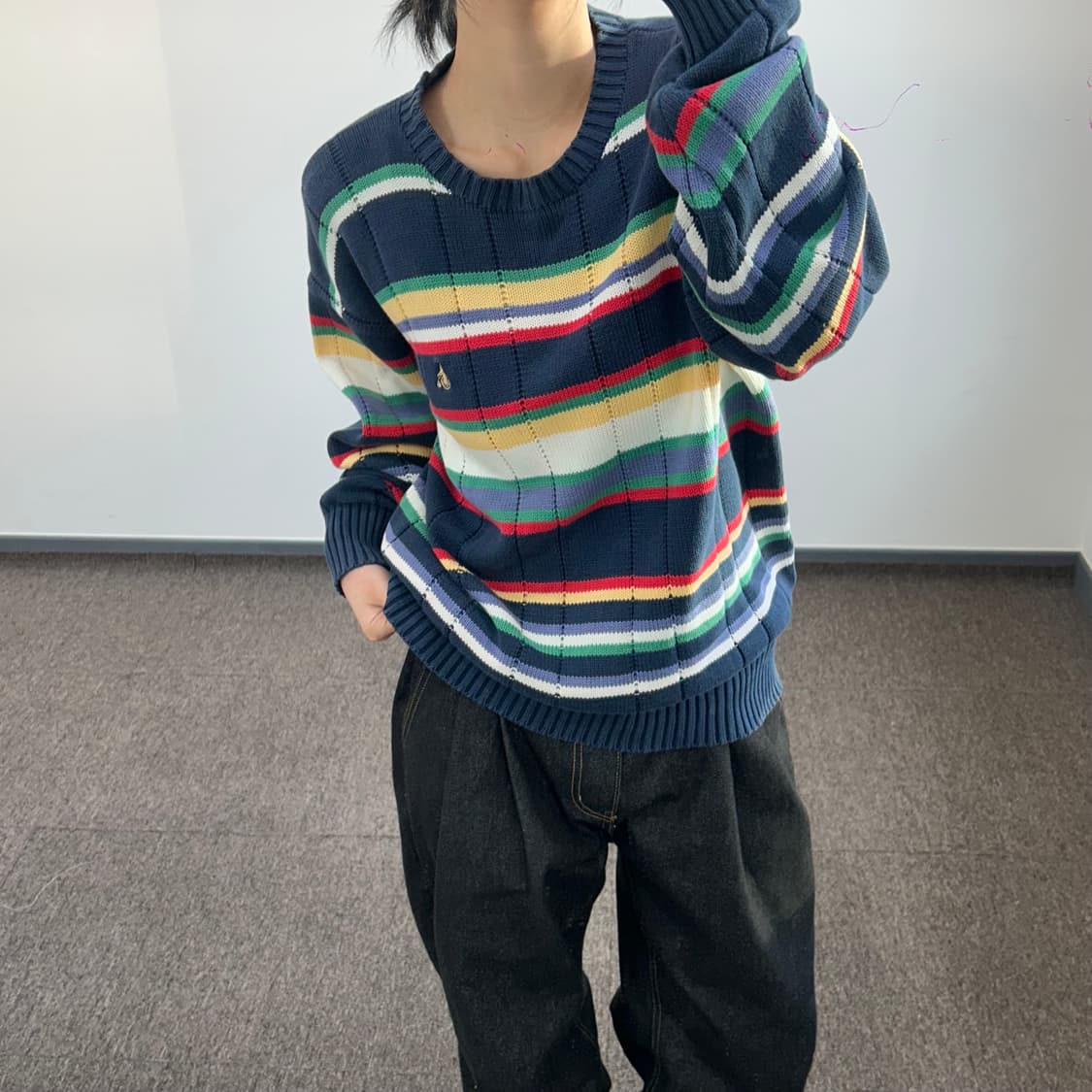 Beanpole 빈폴 옐로우 로고 스트라이프 니트 상품이미지2