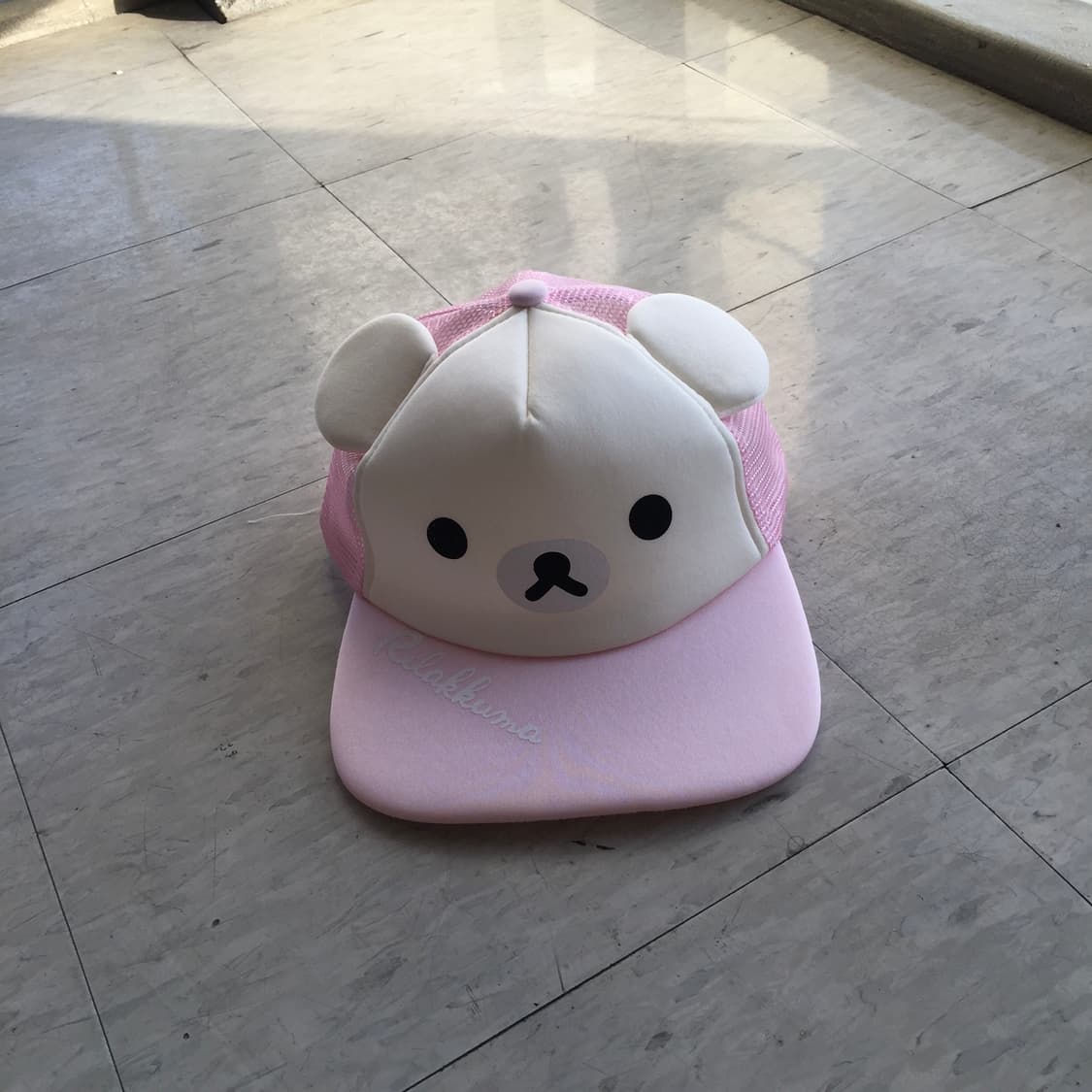 코리락쿠마 핑크 매쉬 캡모자 상품이미지1