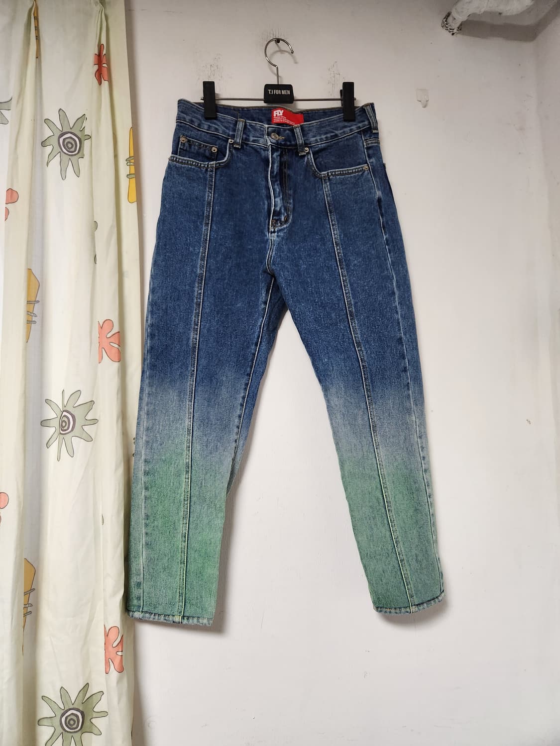 FLY 진청-그린 투톤 데님 팬츠 29 상품이미지1