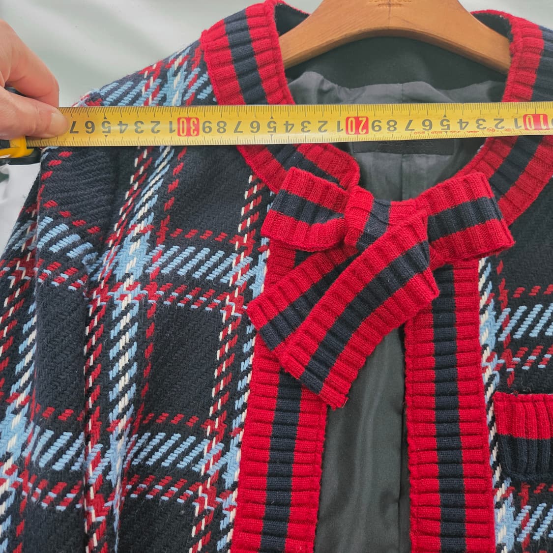 [VOICE OF VOICES] 보브 오픈자켓 체크 트위드 리본 자켓 상품이미지8