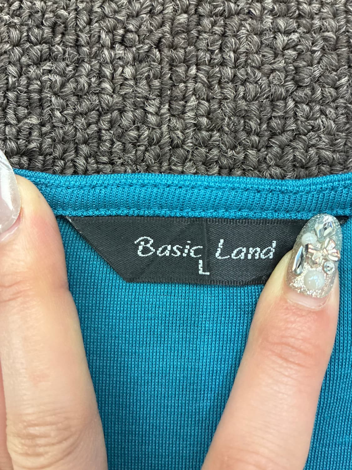 L)Basic Land 빈티지 여성 레이스 디테일 블루 나시 상품이미지3