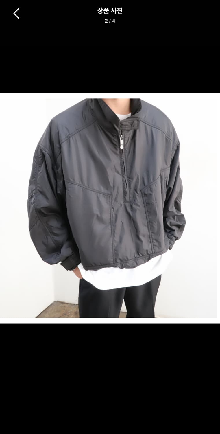 Free / 블랙 ) 오버핏 아노락 반집업 바람막이 자켓 상품이미지2