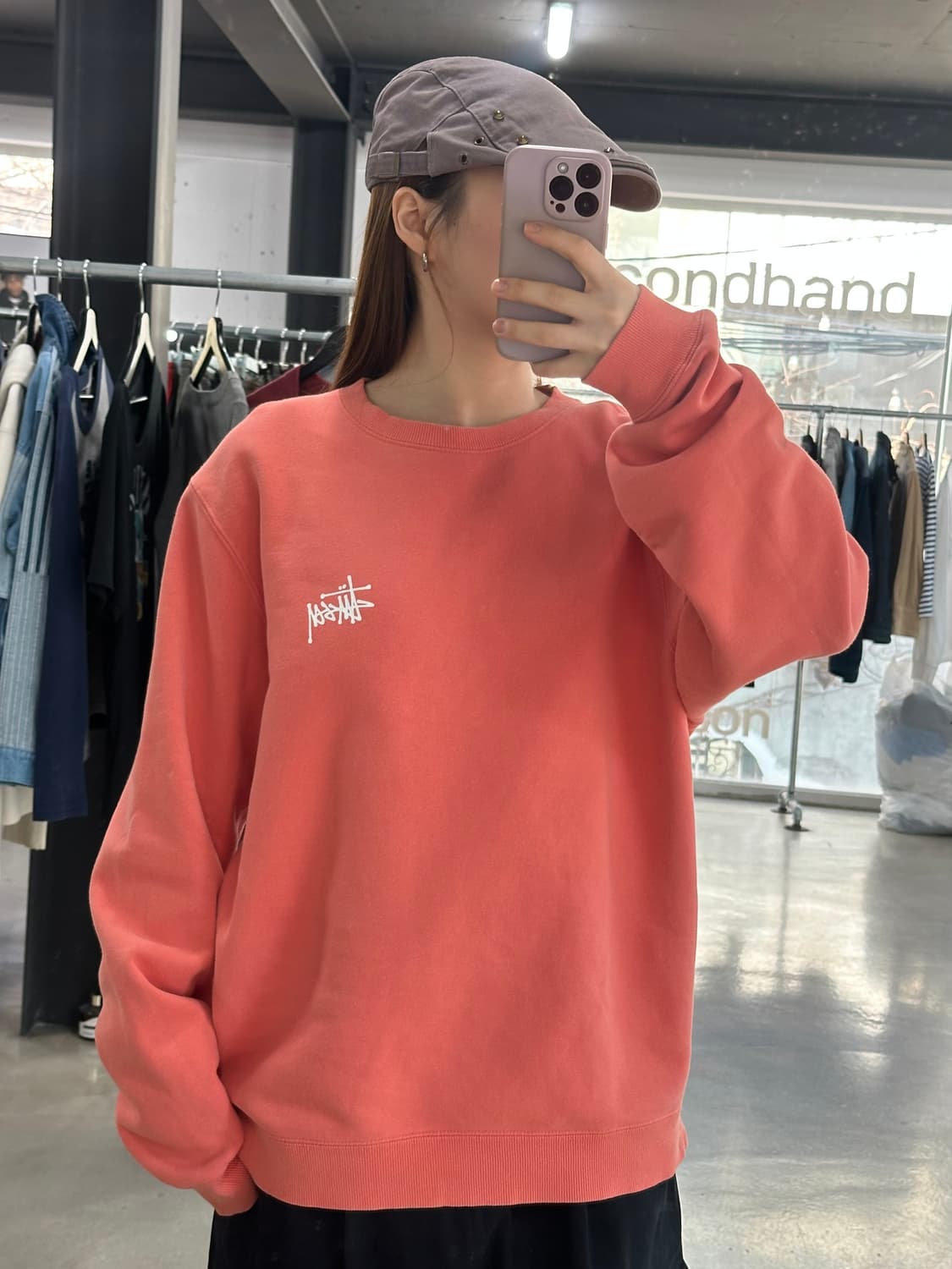 스투시 백로고 맨투맨 오렌지 상품이미지2