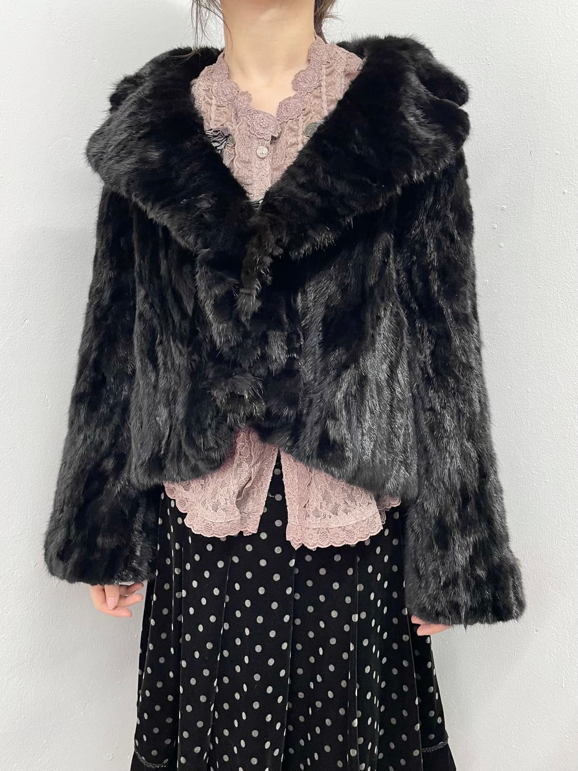 밍크 카라 프릴 퍼자켓 상품이미지1