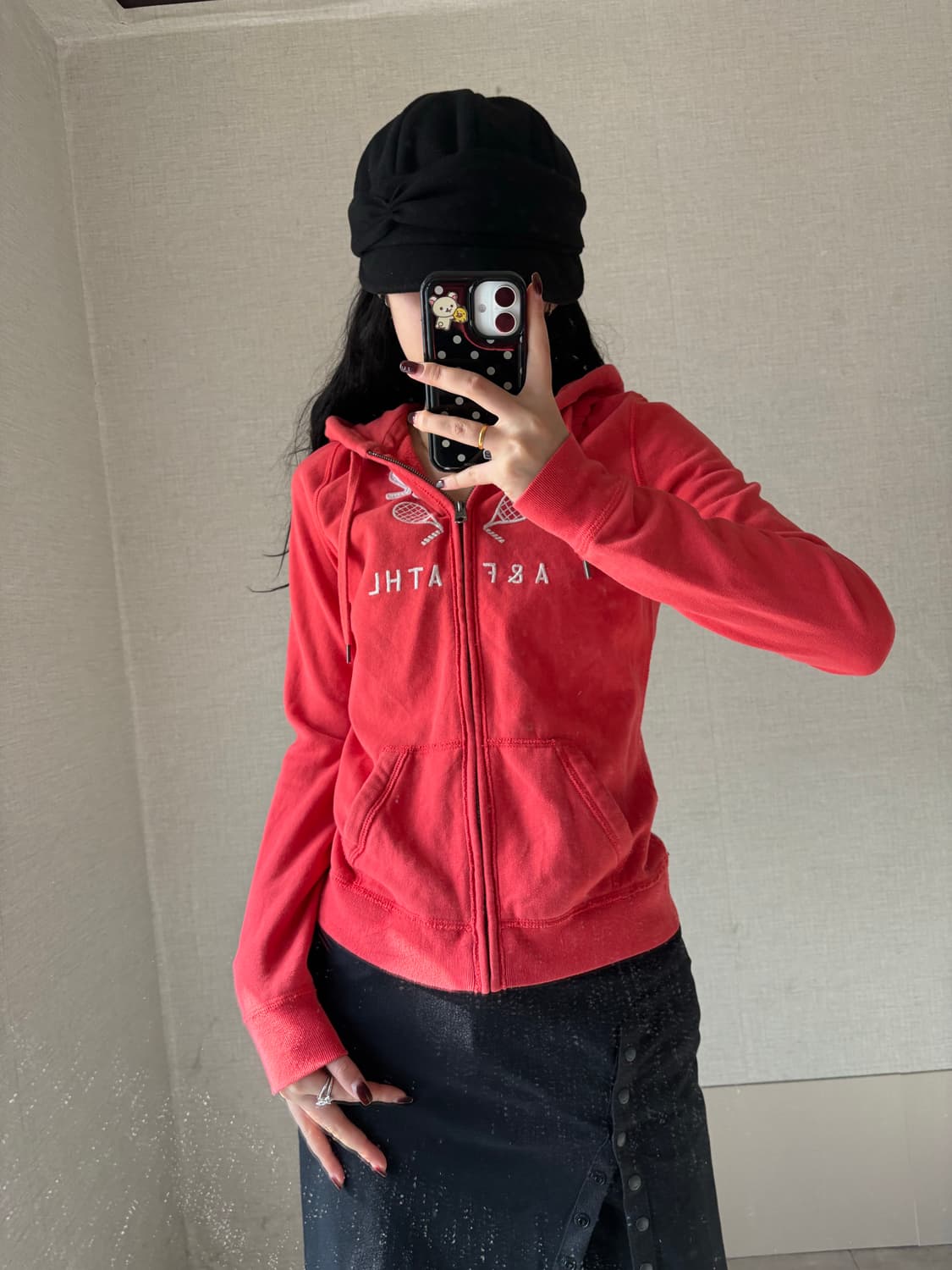 아베크롬비 오렌지핑크 슬림핏 후드집업 상품이미지1