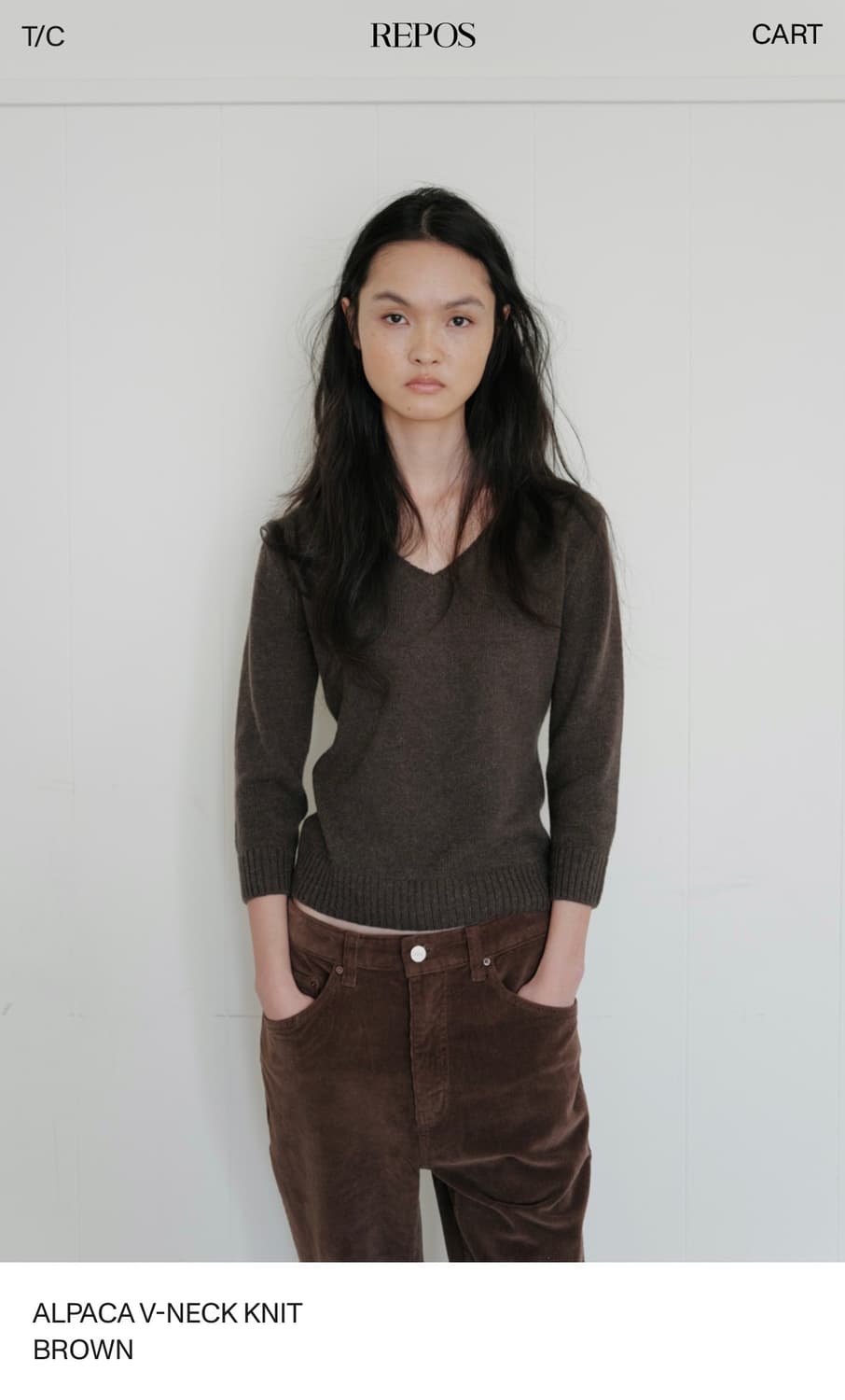 ALPACA V-NECK KNIT BROWN (M사이즈) 상품이미지7