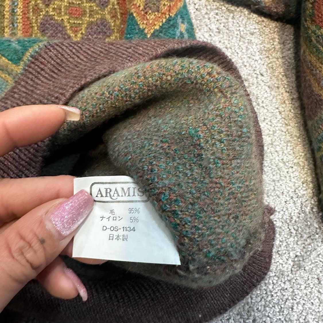 빈티지 에스닉 라운드 울 니트M 상품이미지4