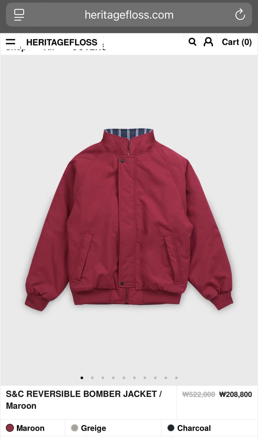 헤리티지플로스 S&C 봄버 자켓 마룬 S 사이즈 상품이미지1