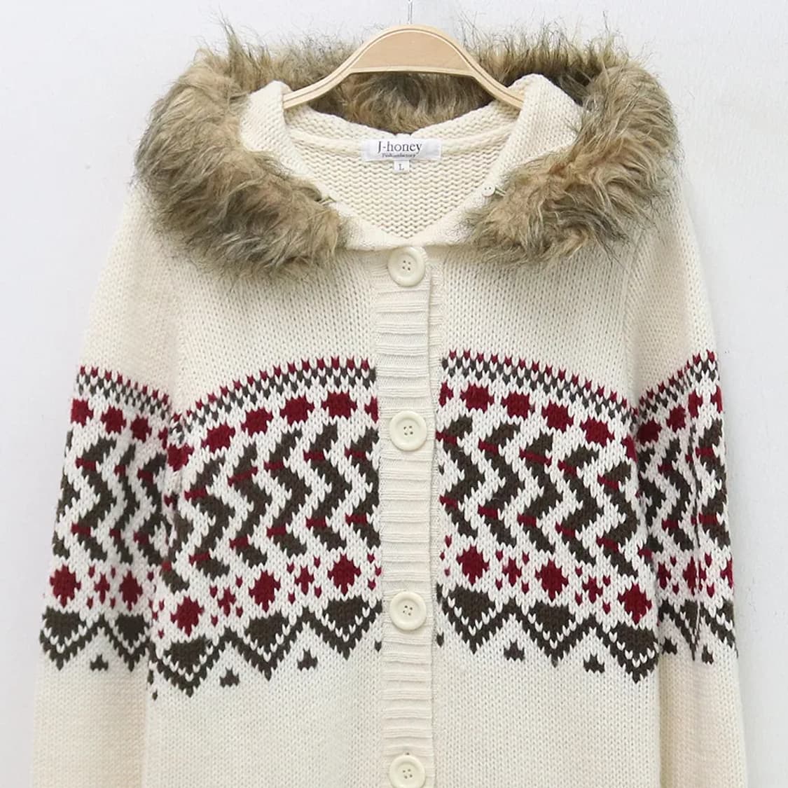 J-HONEY 노르딕 울 혼방 롱 니트 가디건 63301 상품이미지3