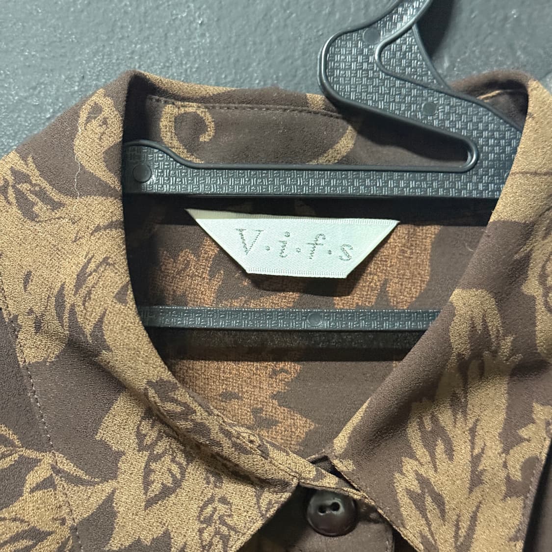 VTG 빈티지 브라운 패턴 핀턱 카라 긴팔 셔츠 상품이미지5