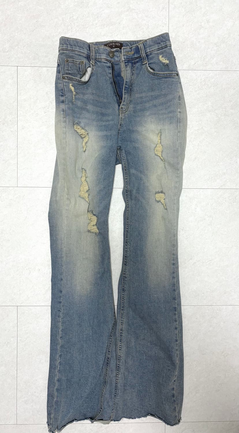 쿨시스 CS RIPPED BOOTCUT JEANS-021 부츠컷 연청 상품이미지2