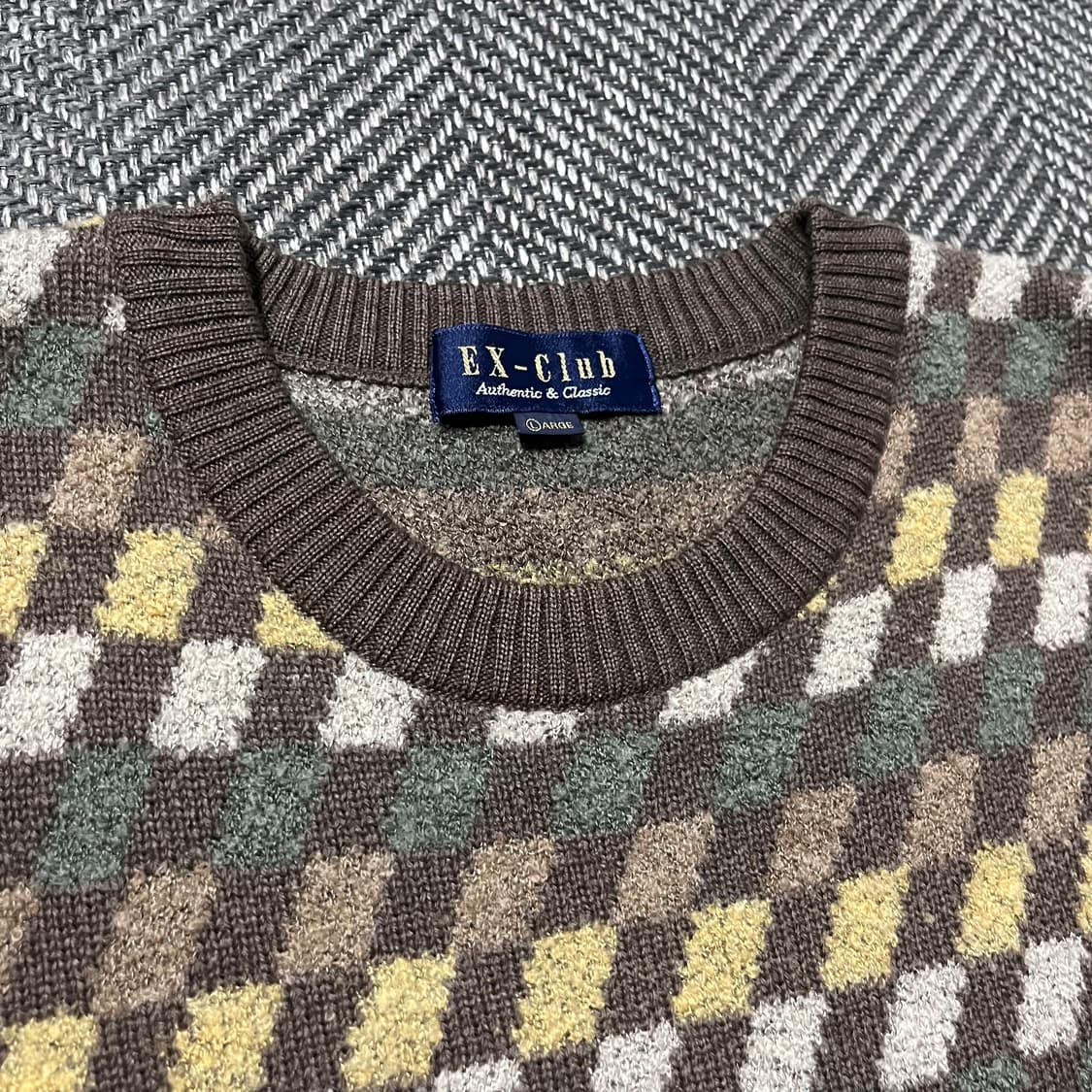 EX-Club 체크 패턴 울 니트 상품이미지3
