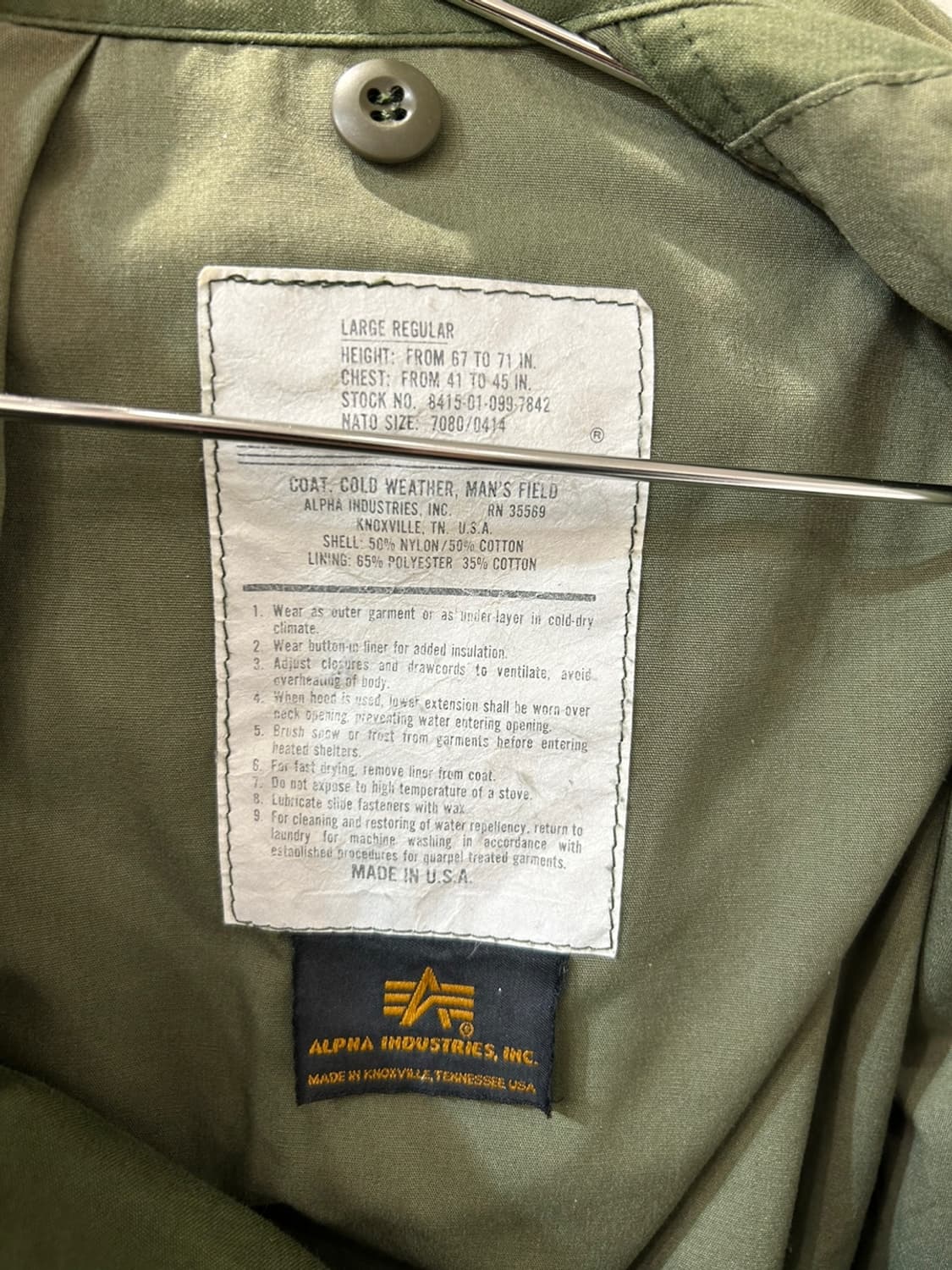 알파인더스트리 M-65 USA 오리지날 필드자켓 상품이미지3