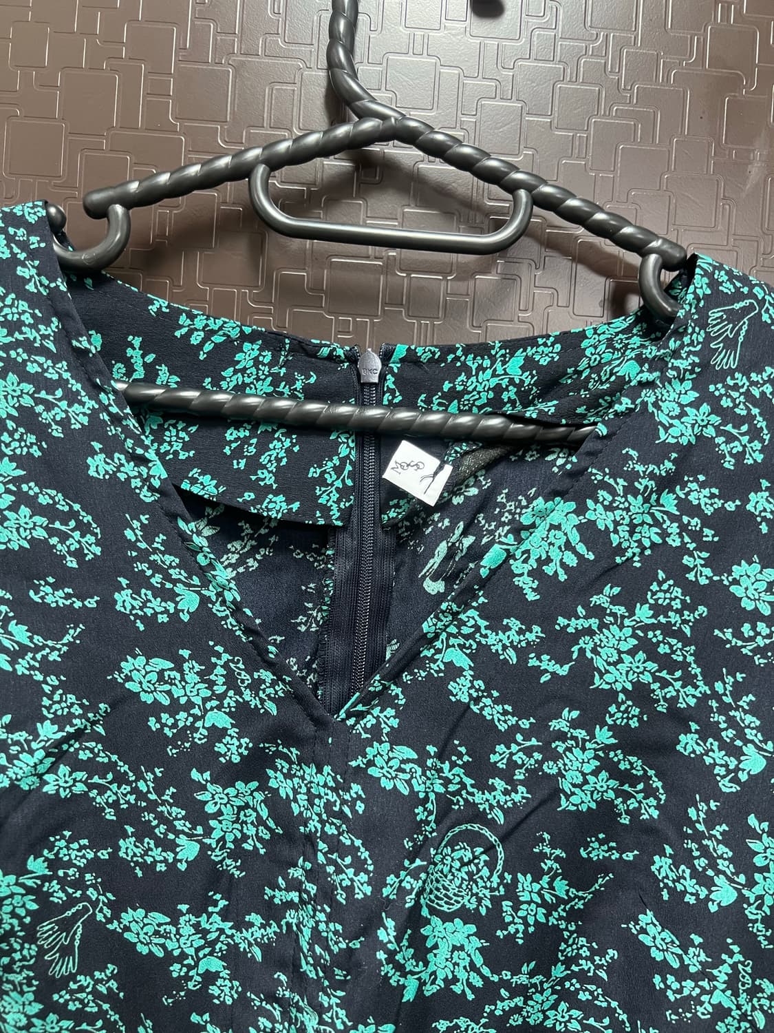 인플루언서 구매) 초록 문양 미니 긴팔 원피스 66 상품이미지3