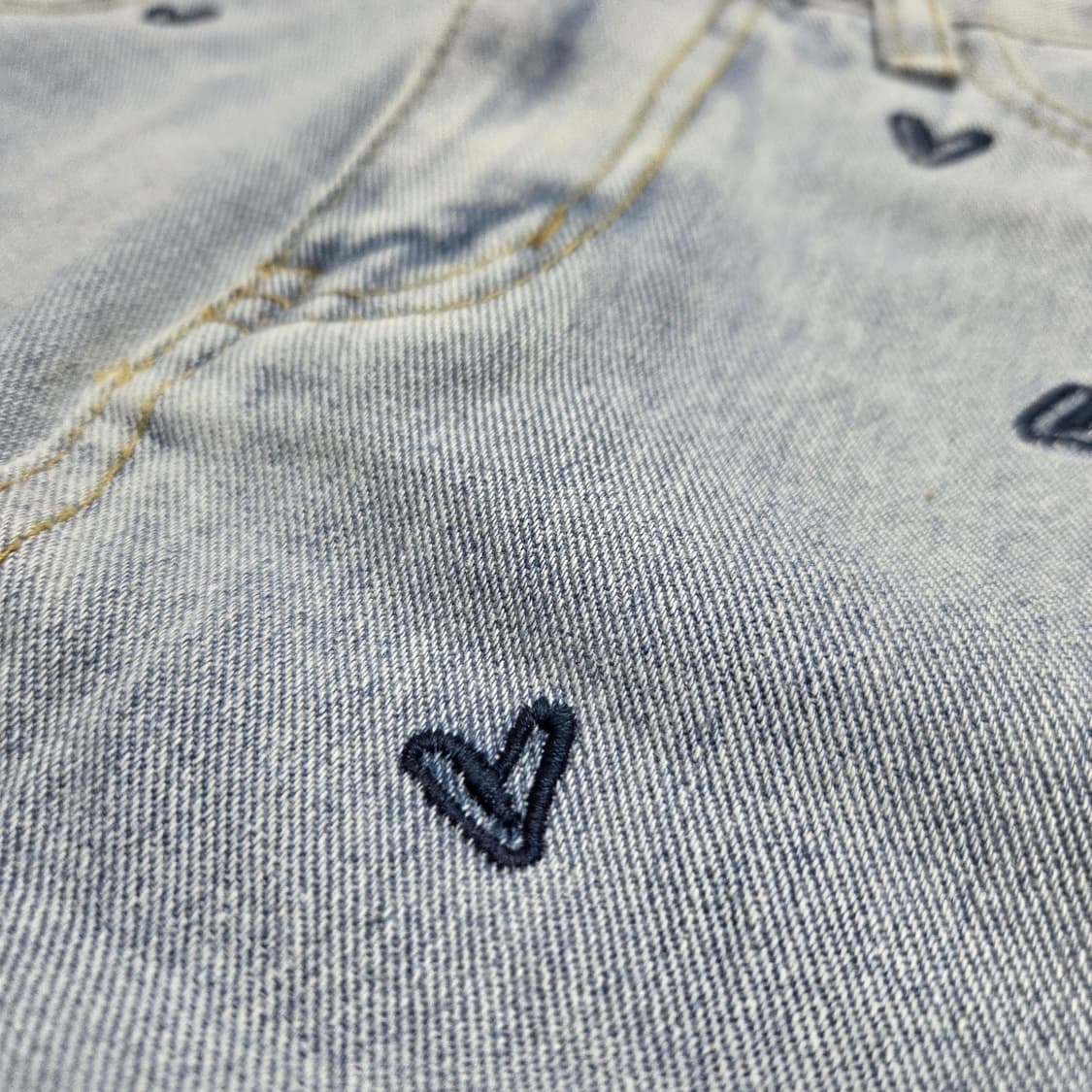 빈티지 하트 자수 데님 미니 스커트 상품이미지3