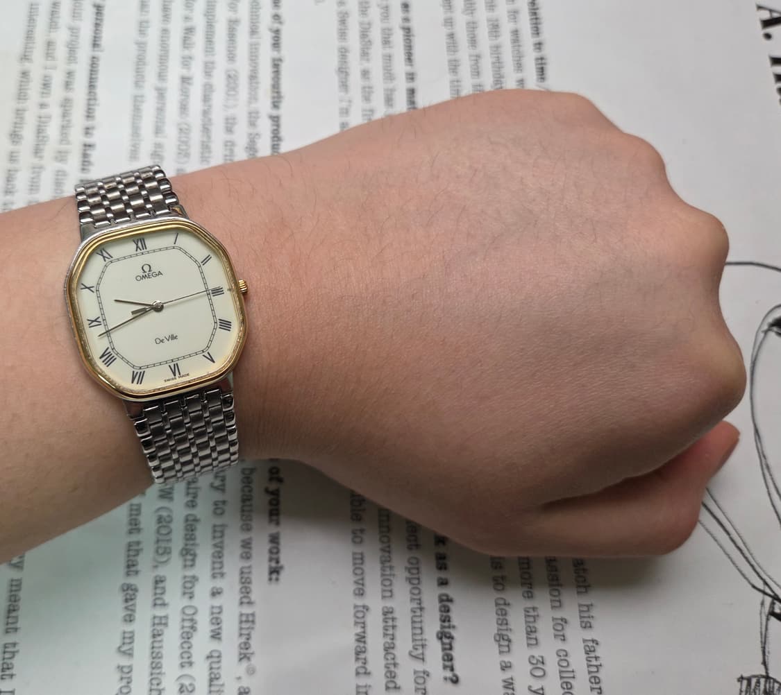 레어] 빈티지 오메가 드빌 팔각옥토 요구르트 로만판 슬림쿼츠 브레이슬릿  상품이미지6