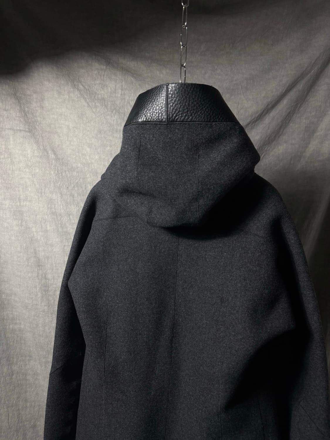 Zeitgeist Leather Trim Hooded Wool Coat  상품이미지7