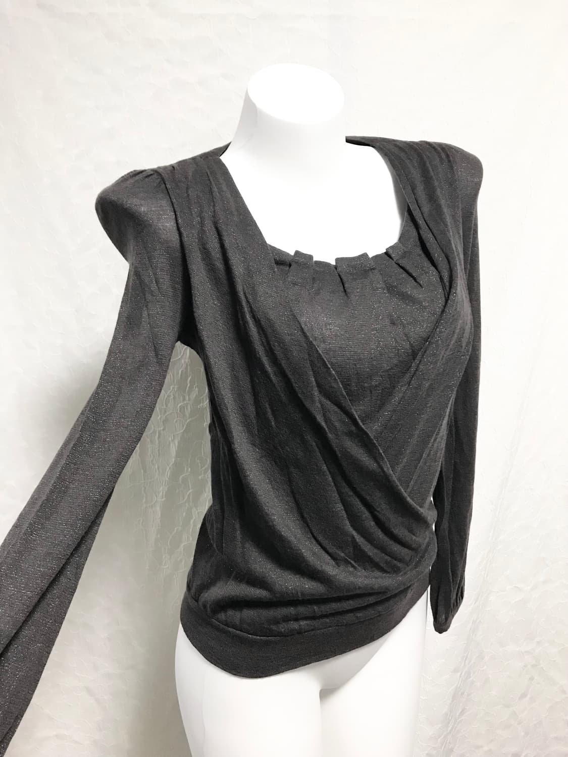 빈티지 오즈세컨 드레이프 글리터 롱슬리브 탑 상품이미지1