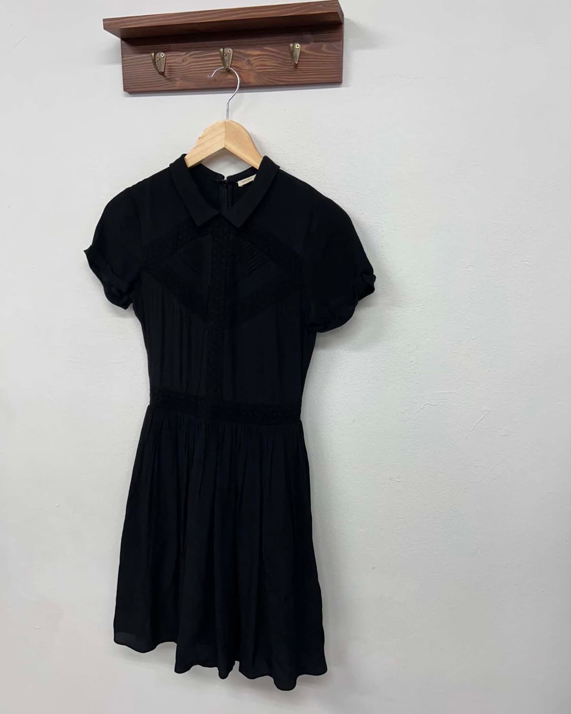 [1] Maje 마쥬 블랙 카라 플레어 드레스 반팔 원피스 셔츠 상품이미지2