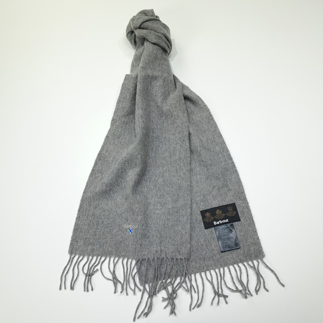 MX636 바버 램스울 자수 멜란지그레이 머플러 목도리 상품이미지2
