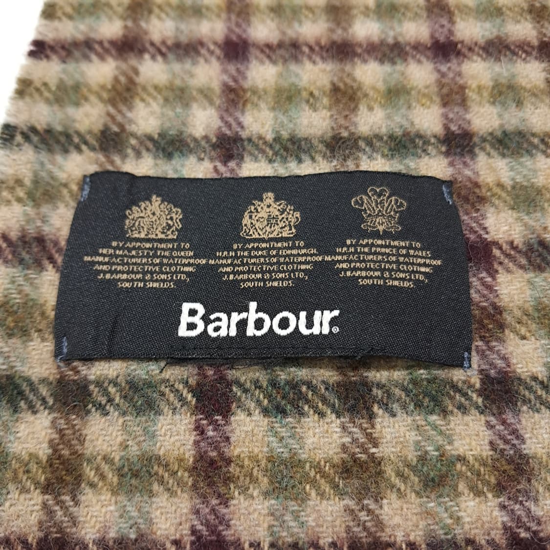 MX489 바버 90s 울 타탄체크 올리브 머플러 목도리 상품이미지4