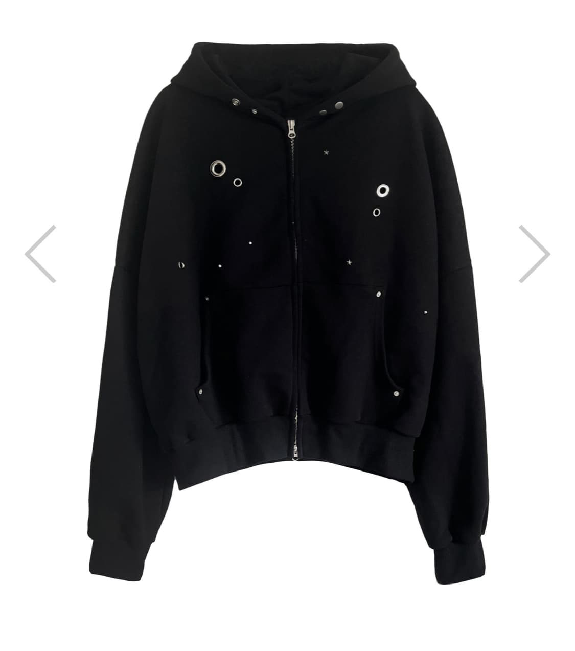 more saucy 모어새씨 아일렛 후드 점퍼 후드집업 블랙 eyelet 상품이미지1