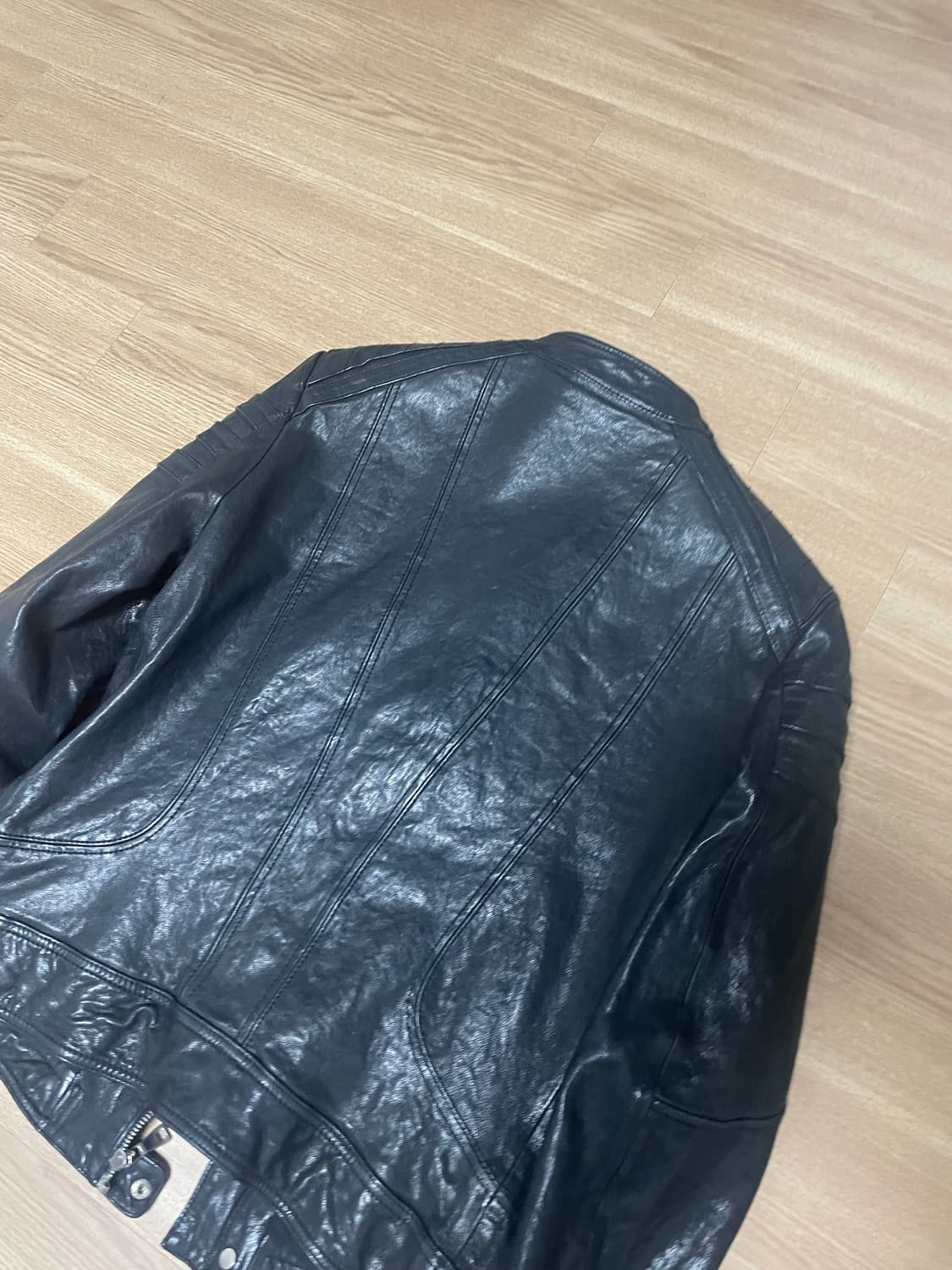 [L] 빈티지 램스킨 슬림 레더 바이커 자켓 상품이미지2