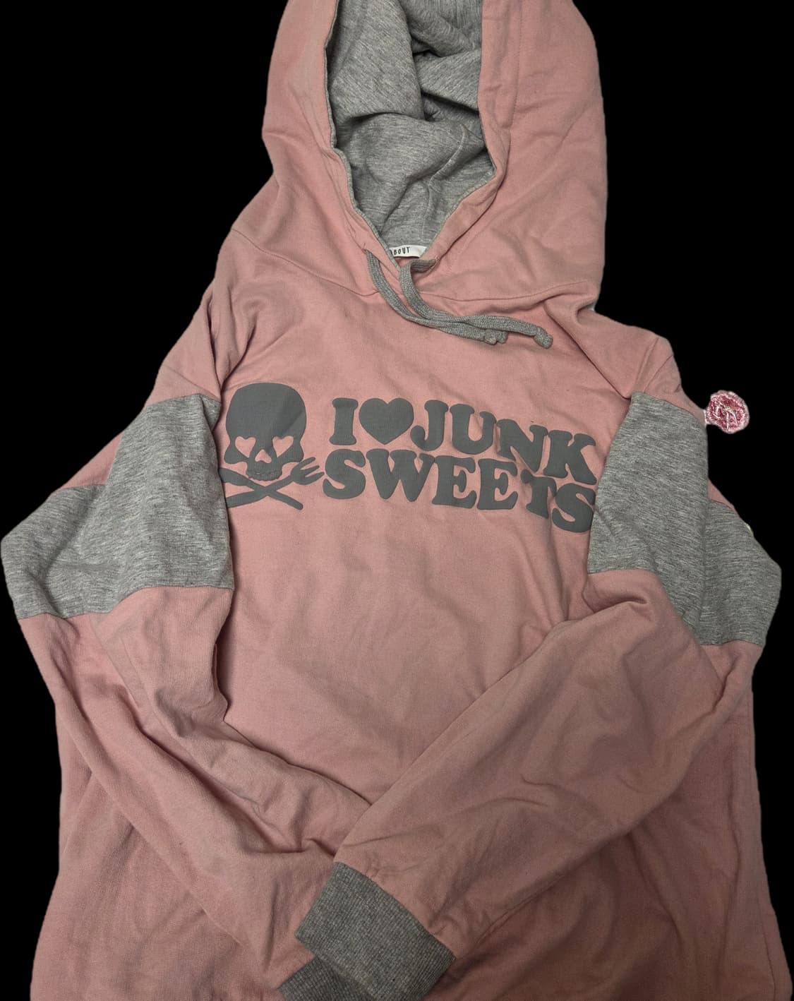 빈티지 갸루 펑크 모리걸 핑크 해골 스컬 후드티 상품이미지1