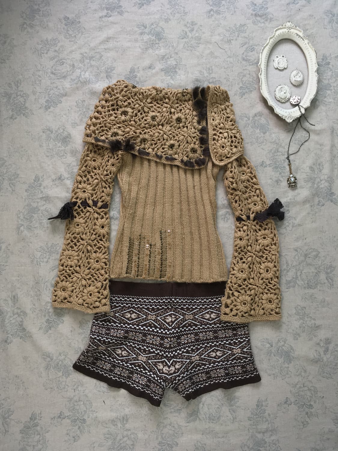 jpn vintage camel forest crochet knit 상품이미지6