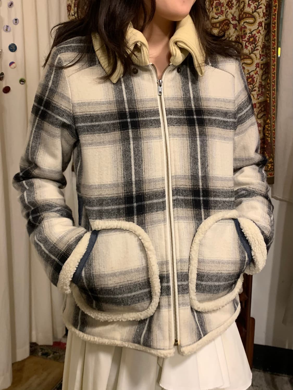 빔즈하트 보아 체크 자켓 상품이미지2