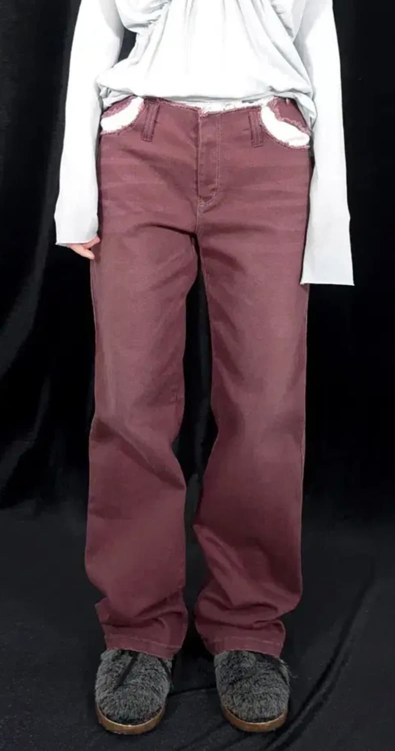 샵페어리 washed cut off pants wine 상품이미지1