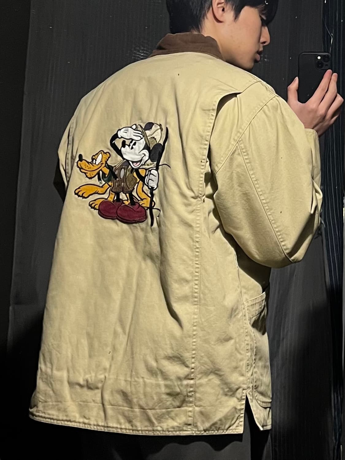 디즈니 00s 베이지 브라운 배색 코듀로이 미키마우스 패디드 캐주얼자켓 상품이미지1