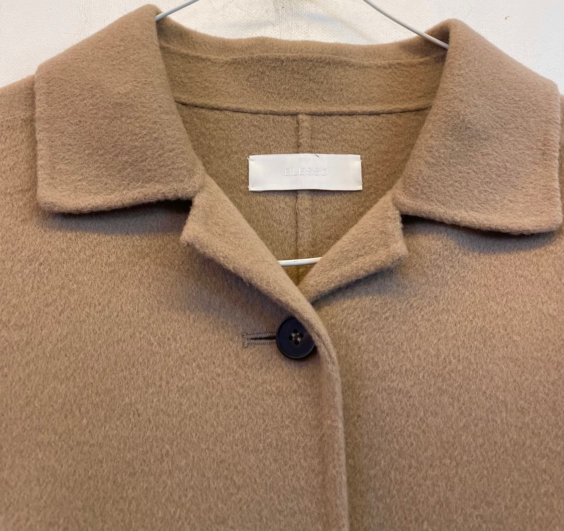 BLESSD 여성 핸드메이드 베이지 울코트 모직롱코트:) 하객룩데이트룩 상품이미지4