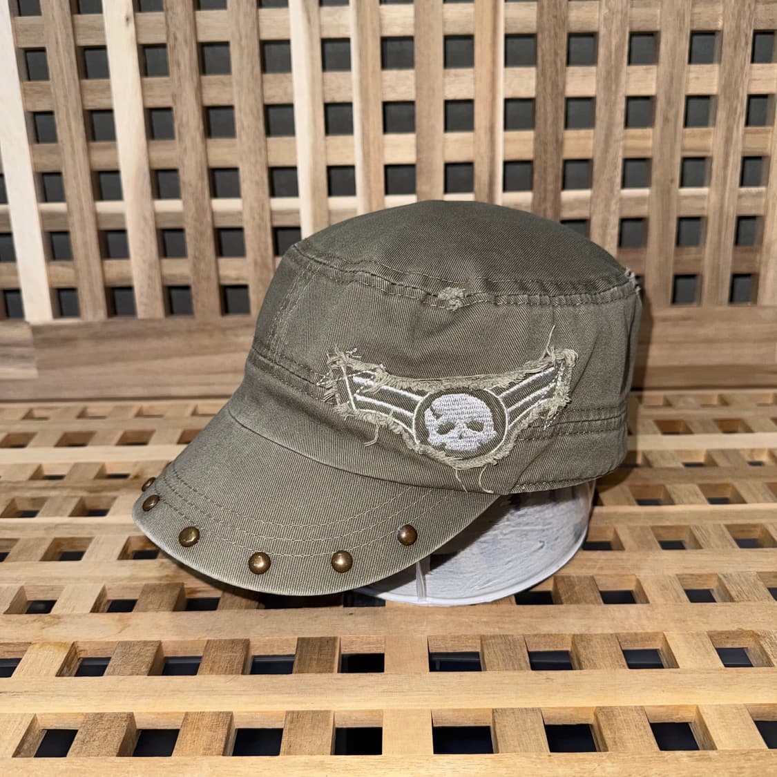 빈티지 해골 자수 스터드 밀리터리 캡 상품이미지2