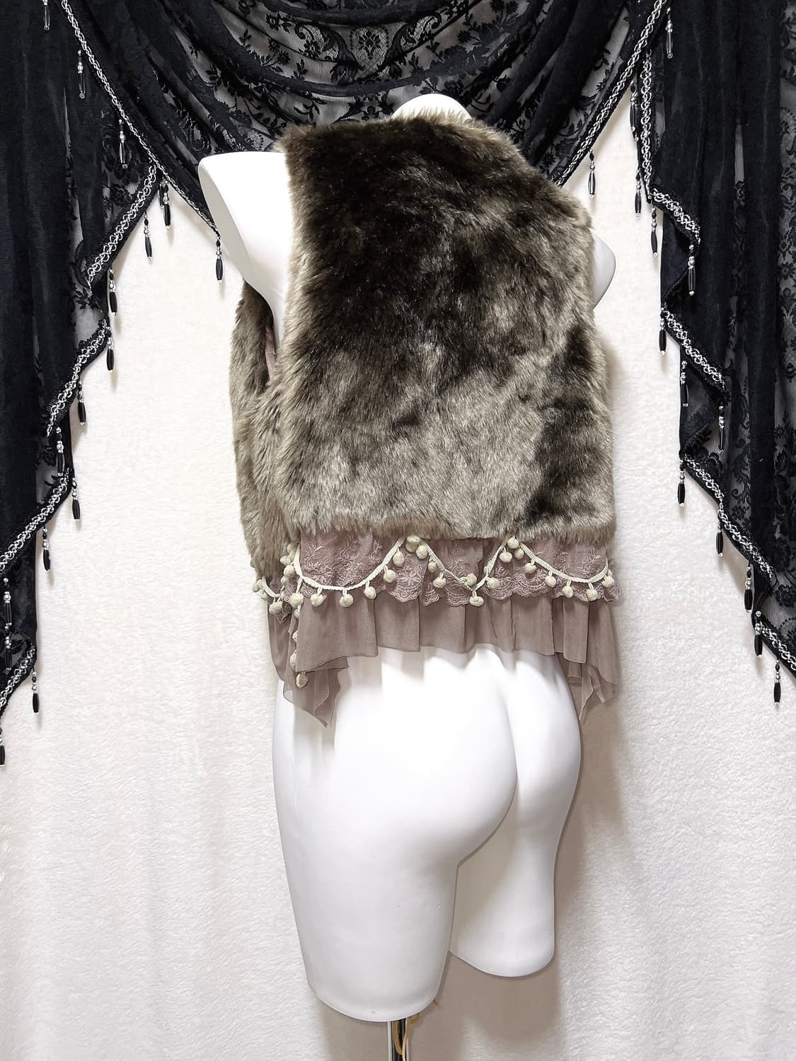 엑시즈팜 오리엔탈 레이스 퍼베스트 조끼 볼레로 라떼갸루 페어리 핀터 너드 상품이미지6