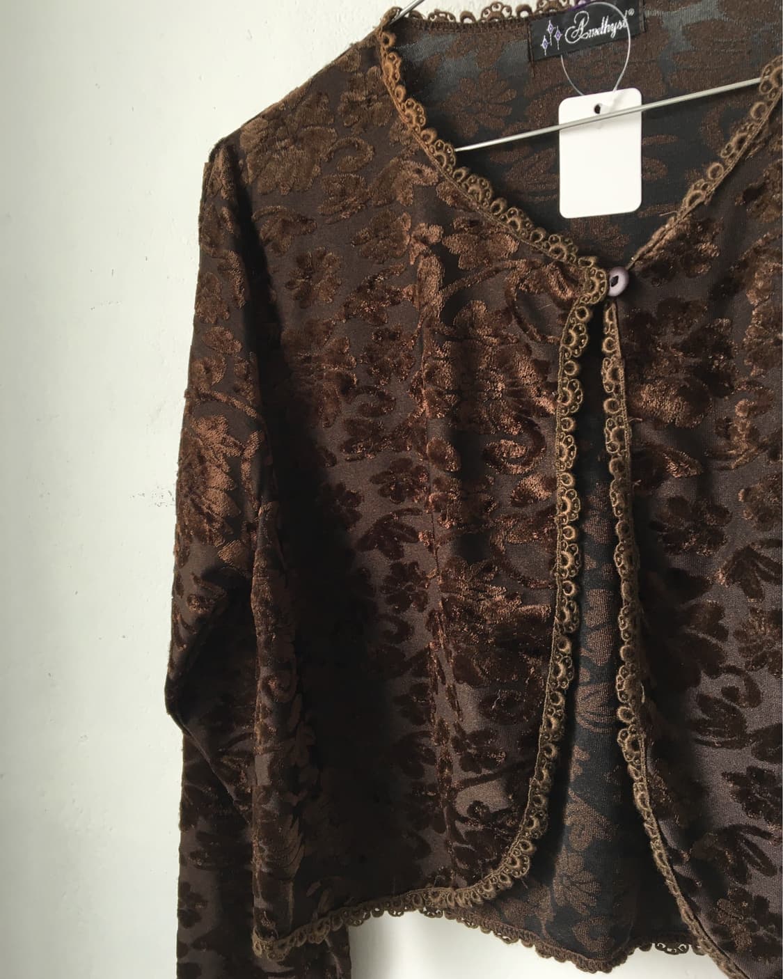 Velvet ornament pattern cardigan 상품이미지4