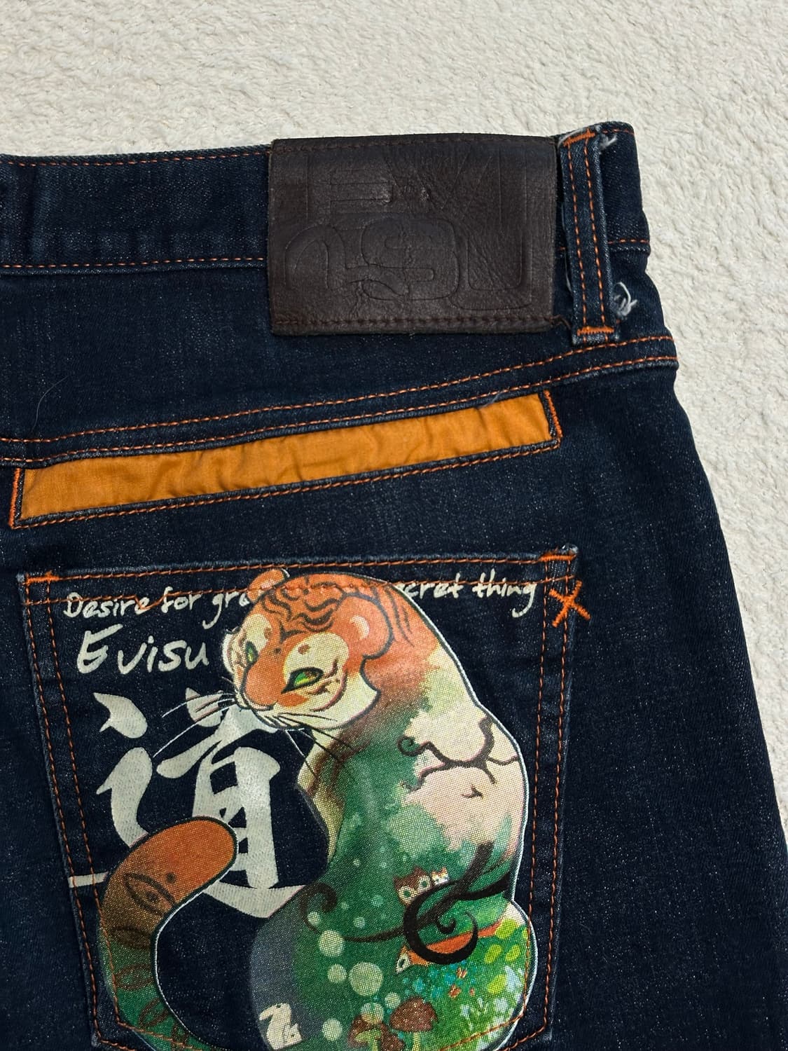 에비수 호랑이 프린팅 버뮤다 데님팬츠 반바지 상품이미지6