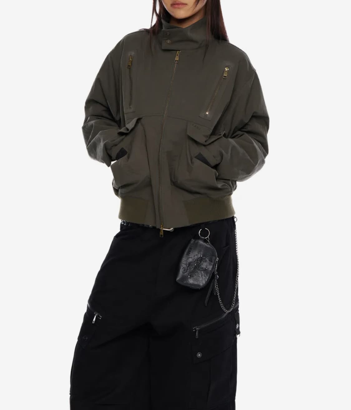 아캄 자켓 Zippered High Neck Jacket (Khaki) 상품이미지2